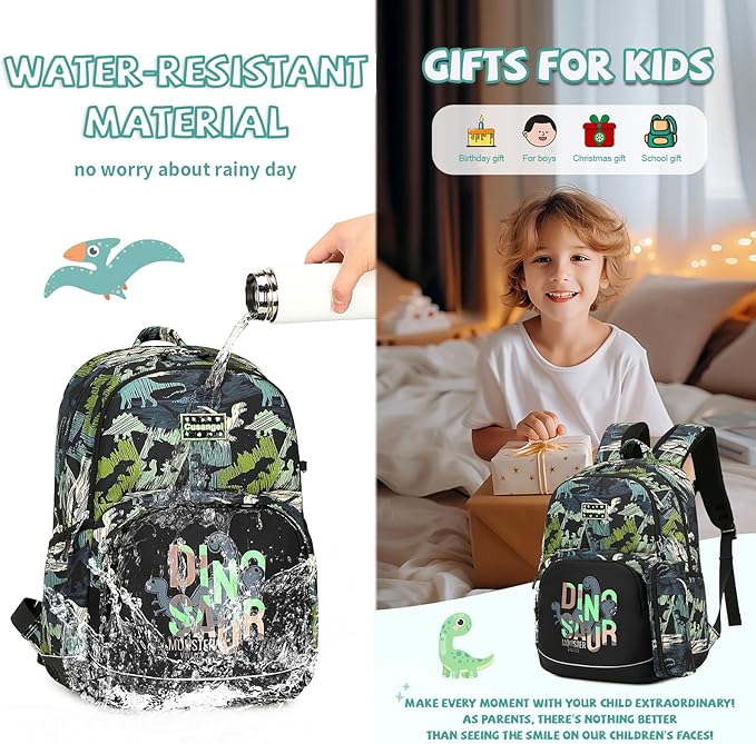 Cusangel Dinosaurs Backpack for Girls Boys,5-10 Ages in Elementary and Toddler School,Backpack for Daycare kids,18L