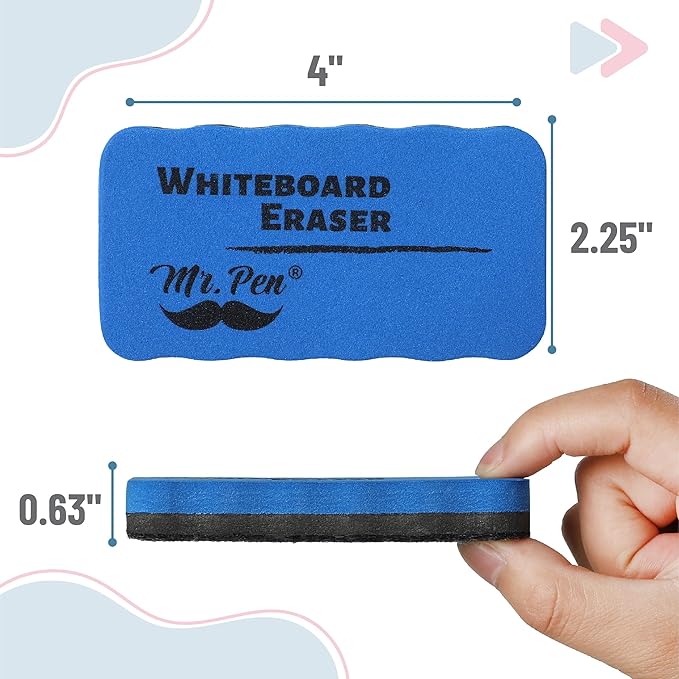 Mr. Pen- Magnetic Dry Erase Erasers, 4"x2.25", 8 Pack, Colorful Magnetic Whiteboard Erasers for White Board, Classroom, Home, Office, Back to School Supplies