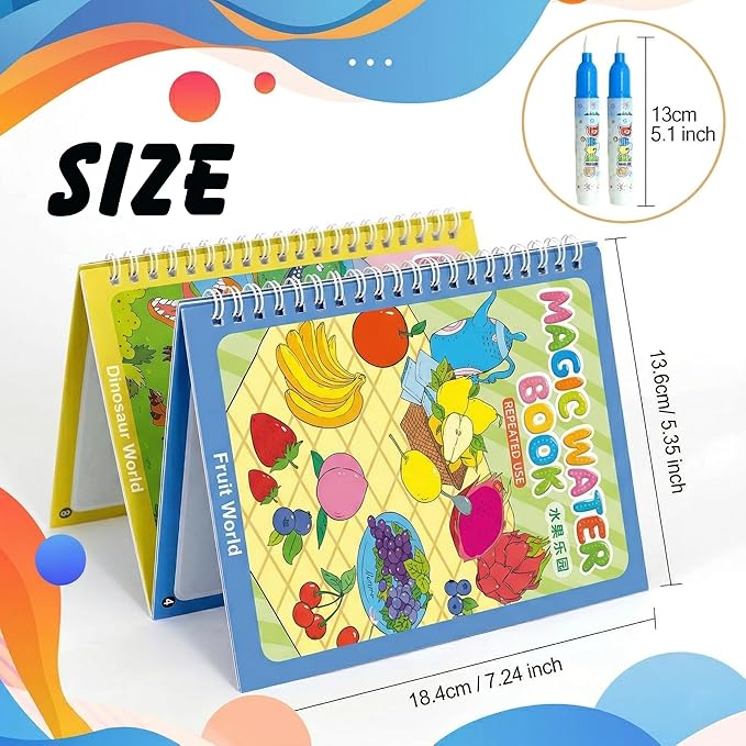 NYXTOB 5pcs Magic Water Book, Magic Water Painting Book, Paint with Water Books for Toddlers 1-3, 5 Painting Themes