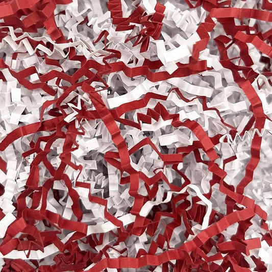 Tisspoms 1LB Red White Crinkle Cut Paper Shred Filler, Paper Shreds for Basket Fillers, Birthday, Gift Wrapping, Anniversary, New Years, Valentine's Easter Gift Decor Party Filler