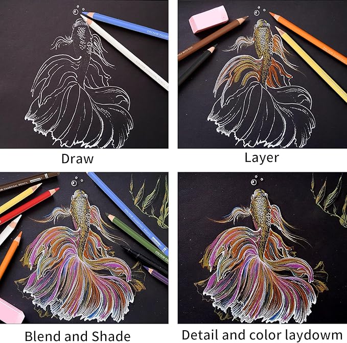 GETHPEN Pastel Chalk Colored Pencils,Set of 24 Colors,Pastel Colored Pencils,Color Charcoal Pencils for Drawing Sketching Coloring Shading,Art Supplies for Adults Artists., G928-24