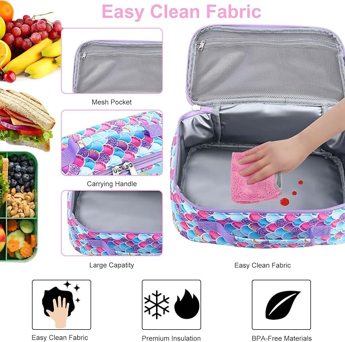 RHCPFOVR Kids Lunch Bag - Insulated Lunch Box for Boys Girls,Washable Lunch Bag and Reusable Toddler Leak-proof Lunchbox for School and Daycare