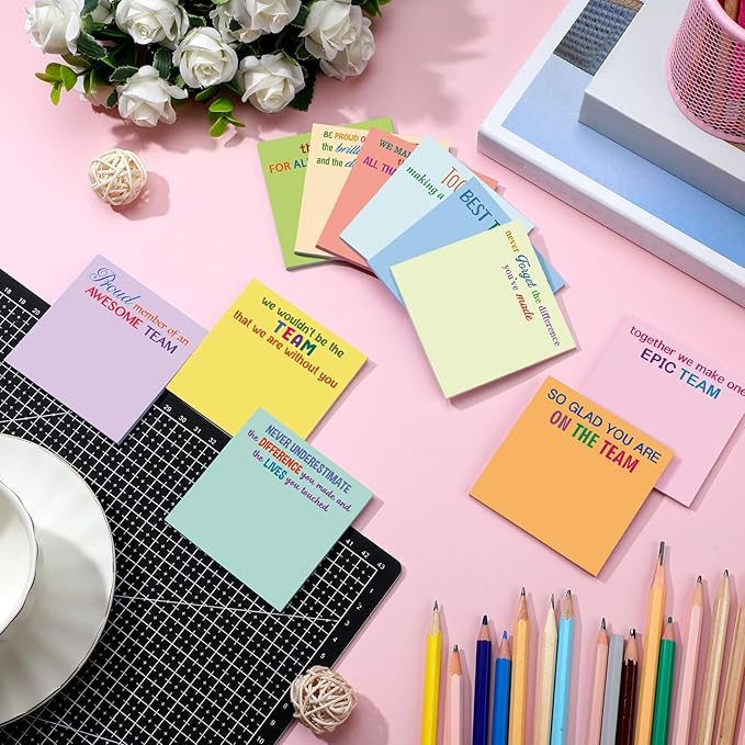 Yinder 24 Pcs Inspirational Sticky Notes Cute Motivational Sticky Notes Pad End of Year Employee Appreciation Gifts Bulk for Teacher Nurse Coworkers Office Supplies 3 x 3'' (Thank You,Elegant)