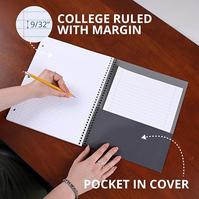 ROARING SPRING Stasher Left Handed Notebook, 1 Subject, 11x9, College Rule
