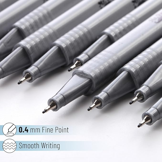 Mr. Pen- Black Fineliner Pens, 24 Pack, 0.4mm Fine Point, Smooth Bible Journaling Pens Bulk for Note-Taking, Sketching, Planning, Art Projects, Small Detailing, Fine-Ink Drawings, School Supplies