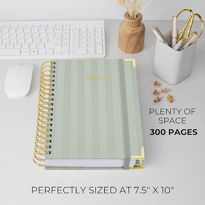 Aesthetic Thick Spiral Notebook With Tabs - Premium Journal For Women Size B5 - College Ruled Note Book With 300 Lined Pages and Dividers - Perfect For Writing And Staying Organized at Work or School