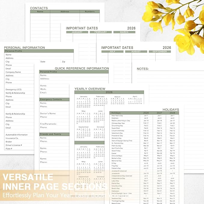 GuassLee 2026-2027 Academic Planner, Weekly and Monthly Hardcover Planner from Jul 2026-Jun 2027, 8.4"x 6.1" Dasiy Daily Agenda Planning Book with Pocket, Stickers, Tabs for School Office Supplies, A5
