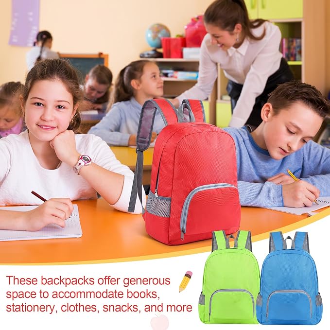 24 Pcs Back to School Backpacks in Bulk Classic Colorful Foldable Backpacks Oxford Cloth Multi-Use Book Bags for Outdoor Travel Student School Supply 7 Colors