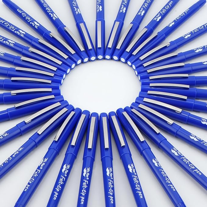 Mr. Pen- Felt Tip Pens, 36 Pack, 0.7 mm, Blue Felt Tip Pens Bulk, Fast Dry, No Smear, Planner Markers for Underlining, Writing, Drawing, Journaling Supplies