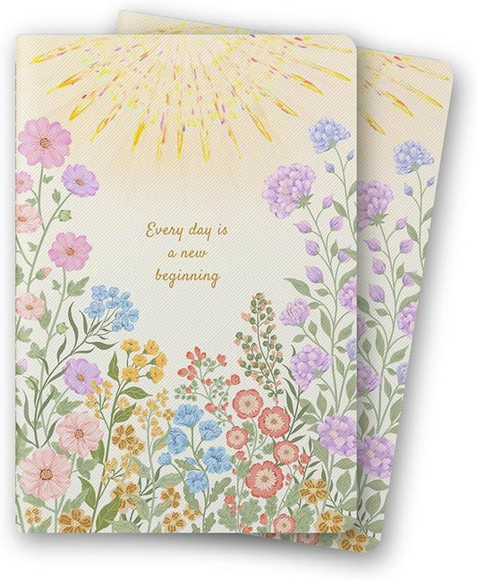 Sentudenl Stitched Composition Notebooks 2-Pack with Unique Art Designed Cover , A5 Lined Diary, Lay Flat Design, 80 Pages Workbooks, Thicked Paper Writes Smoothly for School and Office (Flowers & Sunshine)