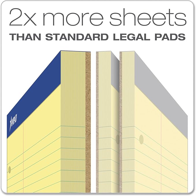 Ampad 20245 Double Sheets Pad, Law Rule, 8 1/2 x 11 3/4, Canary, 100 Sheets (Pack of 2)