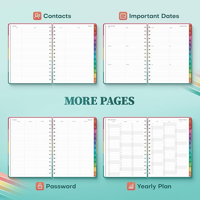 Planner 2026-2027 Monthly and Weekly Academic Planner July 2026 - June 2027, Hardcover Calendar 2026-2027 Agenda Daily Planner for Student Teacher School Office Supplies, 6" x 8.3", Happy Stripe