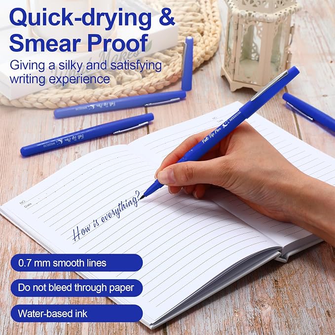 Fuyoooo 36 Pcs Dark Blue Felt Tip Pens Bulk, Quick Dry, 0.7 mm Medium Point