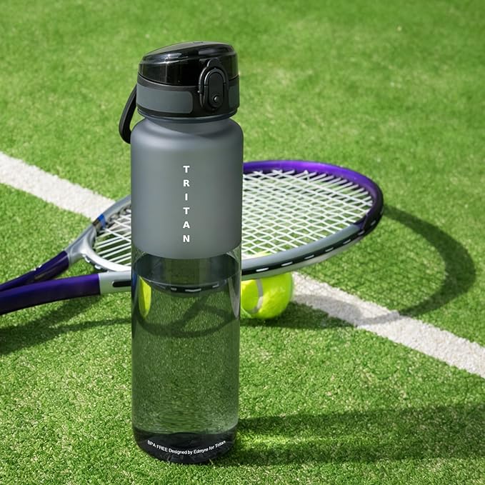 32oz Water Bottle with Chug Lid, Frosted & Clear Tritan BPA-Free, Leakproof, Wide Mouth, Portable Sports Water Bottle for Gym, Office, Travel, Outdoor (Gray)