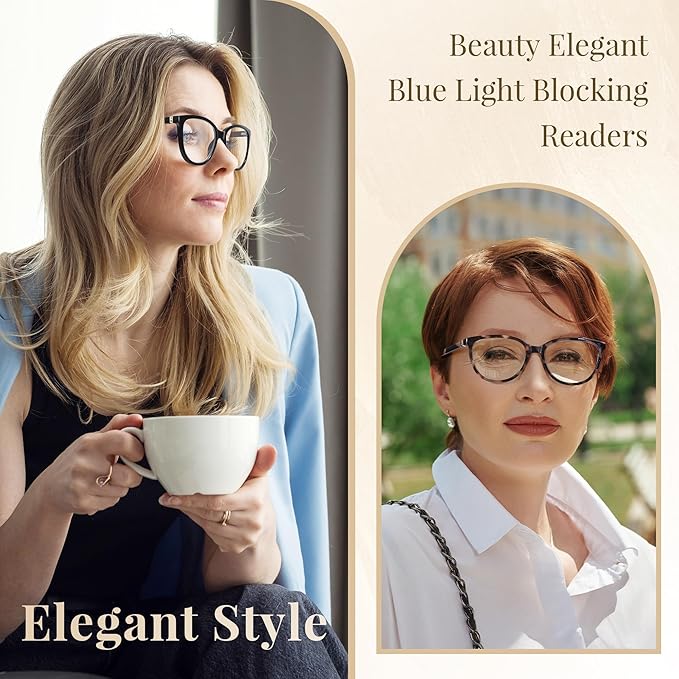 EASY READ Reading Glasses for Women,Cat Eye Computer Blue Light Blocking Readers