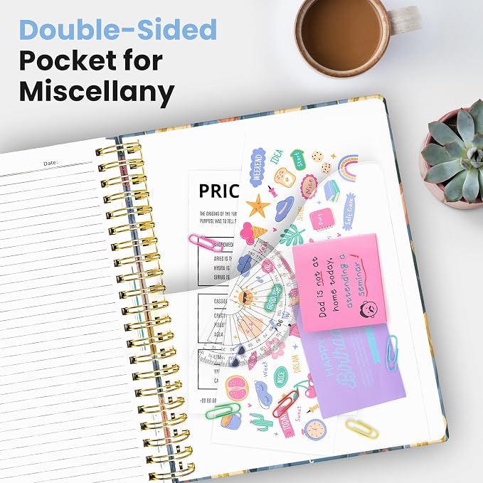 Taja Pretty Large Spiral Lined Notebook for Work with 5 Removable Dividers