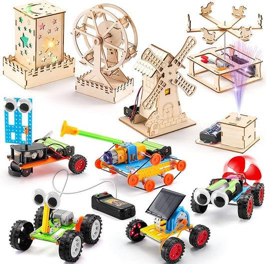Yutin 10 in 1 STEM Kits for Kids, Wood Craft Robot Building Kit for Boys Age 8-10 8-12, DIY Science Building Projects for 8, 3D Wooden Puzzles, STEM Science Crafts for Girls Age 8 9 10 11 12 14