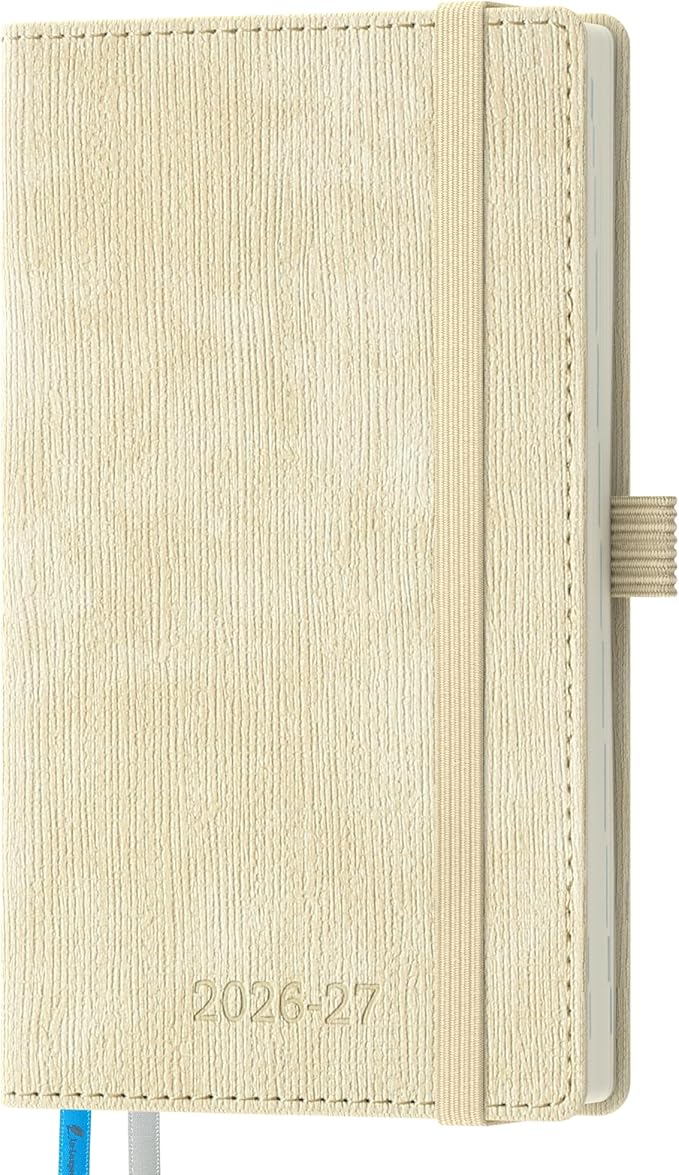 2026-2027 Weekly and Monthly Planner (July 2026–December 2027), 6.5"x3.75", Vertical Layout, 18 Months Agenda with Month Tabs & Pocket, Academic Calendar with Vegan Leather Cover,Beige