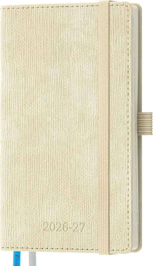 2026-2027 Weekly and Monthly Planner (July 2026–December 2027), 6.5"x3.75", Vertical Layout, 18 Months Agenda with Month Tabs & Pocket, Academic Calendar with Vegan Leather Cover,Beige