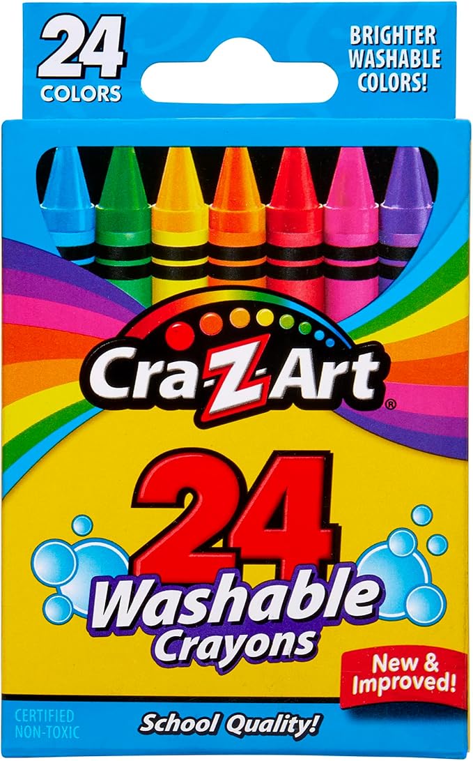 Cra-Z-Art Washable Crayons, Bulk Pack, 24 Count, 6 Packs of Crayons, Bulk School Supplies for Classroom, Back to School Essentials