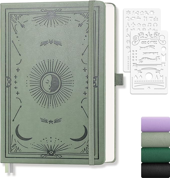 Blank Journal for Women Men, 192 Pages A5 Notebook Journal, Hardcover Notebook with 100Gsm Thick Pages, Leather Note Book for Writing, Travel, Business, Office, Prayer 5.7 x 8.3, Light Green