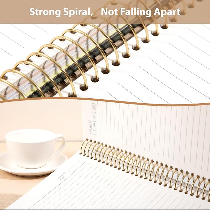 Yoment Hardcover Spiral Notebook 8.5" x 11" Leather 5 Subject Notebook College Ruled with Dividers Tabs 300 Pages Large Spiral Journal Notebooks for Work School Note-Taking Business, Green
