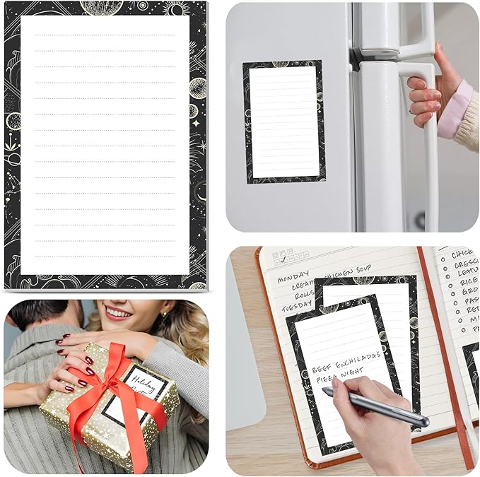 2 Pack Lined Sticky Notes 4x6 in, Cute Self-Stick Notepads with Lines, Large Memo Pads Strong Adhesive for Office, Home Cute Boho Sun Moon