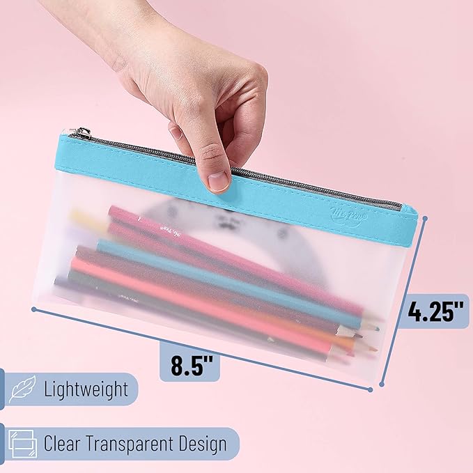 Mr. Pen- Clear Pencil Pouch, 8.50"x4.25", 6 Pack, Durable TPU Material, Medium Water-Resistant Pencil Bags with Smooth Zipper, Multipurpose Clear Pouch for Stationery, School, Office, Travel Supplies