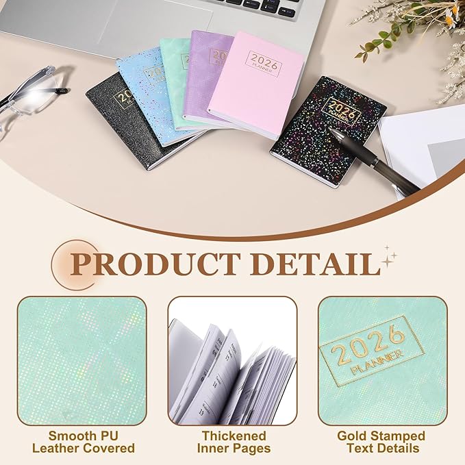 PATIKIL 2026 Daily Planner Notebook, 4.2 x 3.1" 64 Sheets Undated to Do List Daily Weekly Monthly Goals Pocket Notebook for Office Home Study Work Weeding Time Management, Laser Green