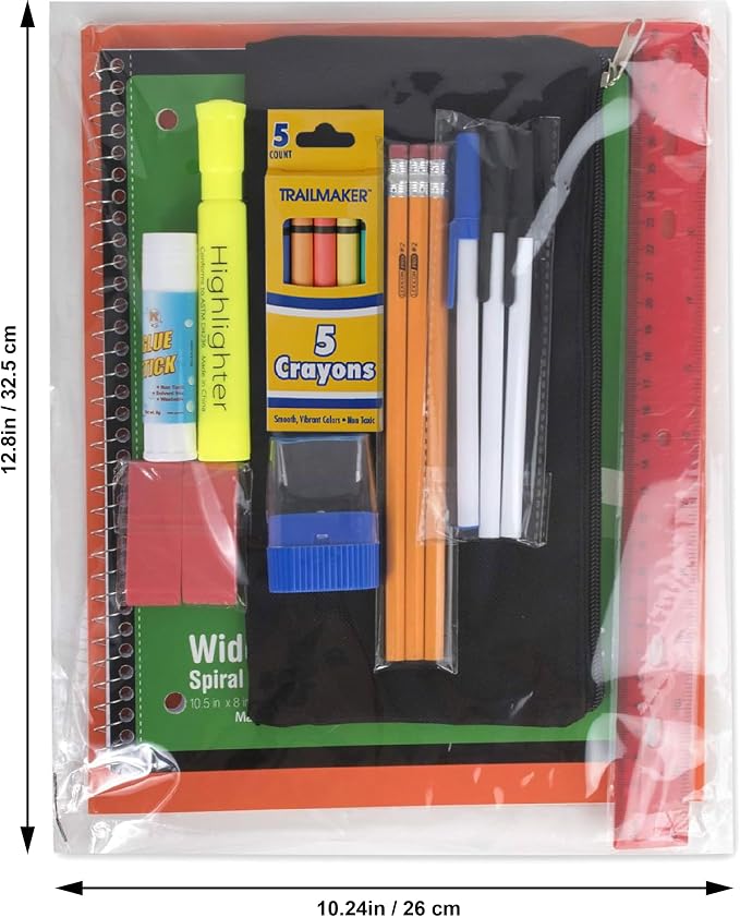 Trailmaker 960 Pack Bulk School Supply Kits | 20 Piece Classroom Supply Sets for Elementary & Middle School | Notebooks, Pencils, Crayons & Essentials | For school drives, classrooms, nonprofits & student donations
