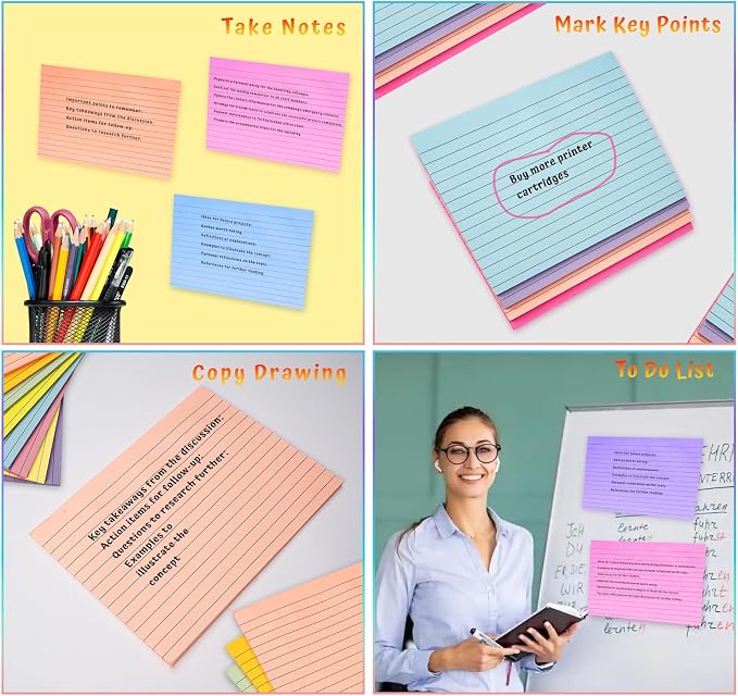Large Sticky Notes 8×6 in,400 Sheets,No Ink Bleed-Through,Home/School