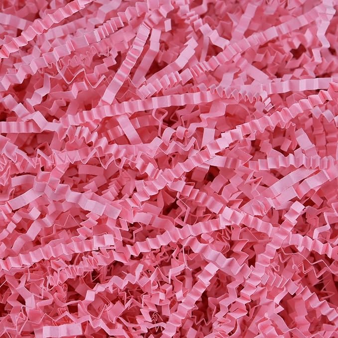 Raissily 10.5oz/300g Crinkle Cut Paper Shred Filler, Packing Grass Cushion for Valentine's Day Wedding Birthday Anniversaries Mother's Day Confetti Box Bag Basket Filling Gift Decoration - Pink