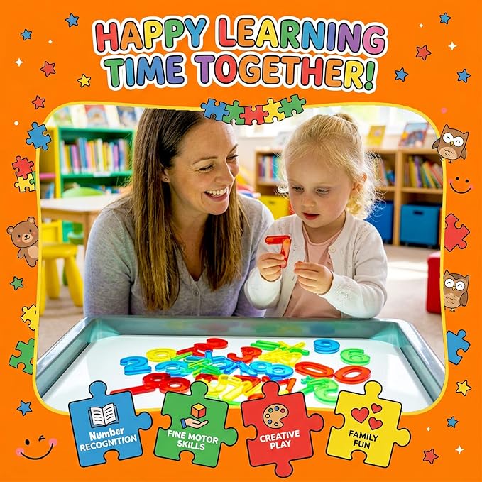 Bbiamsleep 45 Pcs Plastic Numbers and Symbols, Colorful Transparent Numbers Light Table Manipulatives for Sorting Counting Training Spelling