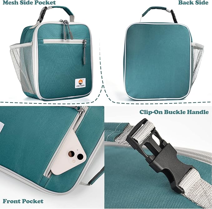 CaCTOUR Lunch Box Kids,Premium Insulated Lunch Bag for Girls Boys,Soft Bag Mini Cooler Back to School Thermal Reusable Lunch Bag for Work School Picnic (Green)