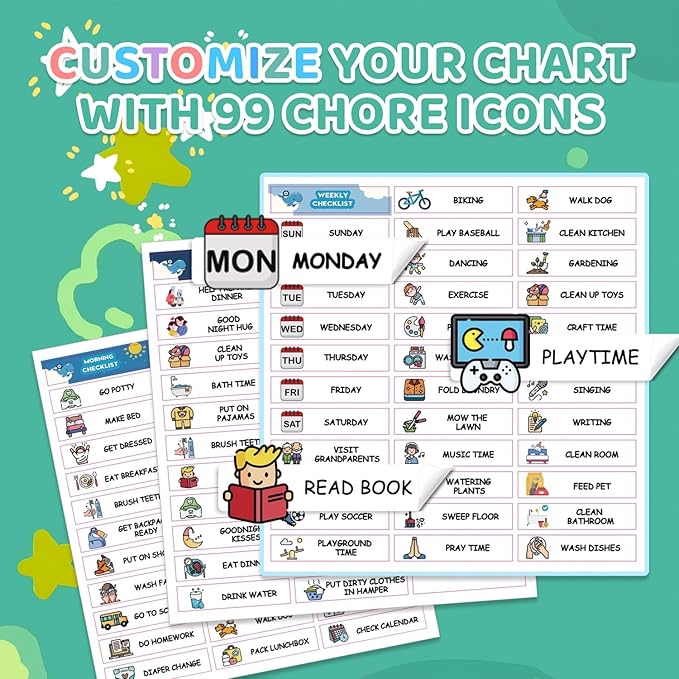 Upgraded Slider Morning/Bedtime Routine Chart for Kids Toddlers - Magnetic Kids Chore Chart for 2 Kids, Dry Erase Chore Chart for Kids, Visual Schedule for Kids