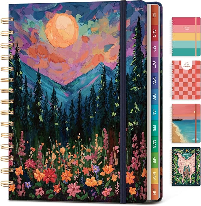 Planner 2026-2027 Monthly and Weekly Academic Planner July 2026 - June 2027, Hardcover Calendar 2026-2027 Agenda Daily Planner for Student Teacher School Office Supplies, 6" x 8.3", Wild Mountain