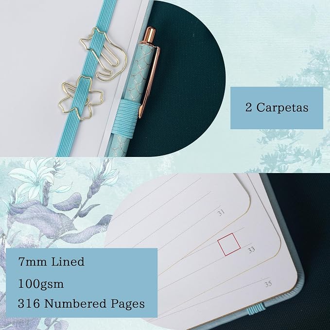 TIEFOSSI A5 Lined Journal, Cute Cat Journal for Women Girls, College Ruled Notebook with Pretty Sakura Pattern, Aesthetic Diary for Writing Journaling Drawing, Golden Edges