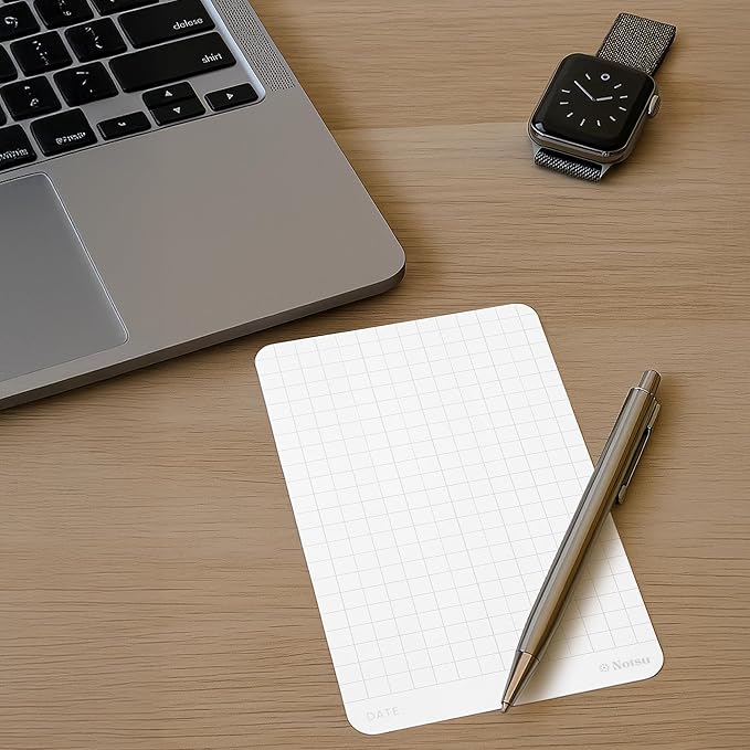 Notsu Graph Grid Index Cards 3x5 inch, 40 ct | Thick Graphing Note Cards w/Rounded Corners | Premium Heavy Duty Paper 350 gsm