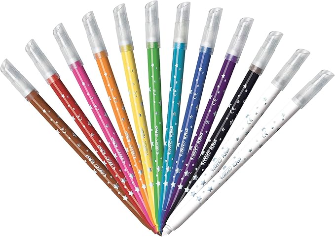BIC Kids Coloring Magical Effects Markers, Medium Bullet Tip, Assorted Colors, 12/Pack