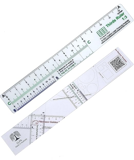 12" No-Math Rule of Thirds Ruler — Flexible Clear PETG | Proportional Division Without Arithmetic | Drawing, Drafting and Layout | Made in Australia
