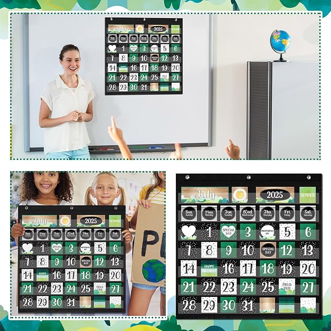 119 Pcs Classroom Calendar Pocket Chart Black Monthly Bulletin Board Set Seasons Festival Weather Farmhouse Calendar Set for Classroom Decoration Back to School Supplies(Scandi Mountains)