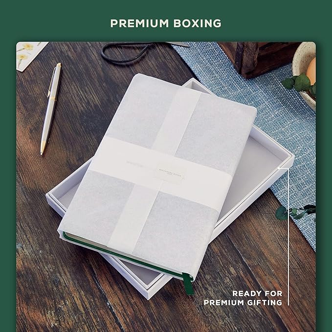 BEECHMORE BOOKS A5 Dotted Journal – 160gsm Thick Paper No-Bleed Bullet Notebook – Hardcover Dot Grid Logbook with Presentation Gift Box – Vegan Leather Sketchbook for Artists & Professionals