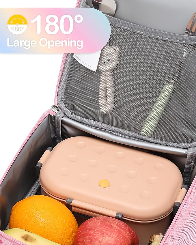 Bagseri 2 Pack Kids Lunch Box for Girls Boys - Insulated Toddler Lunch Bag Fits Bento Box, Reusable Daycare Cooler Tote with Clip Handle, Water-Resistant Lining, Unicorn & Dinosaur
