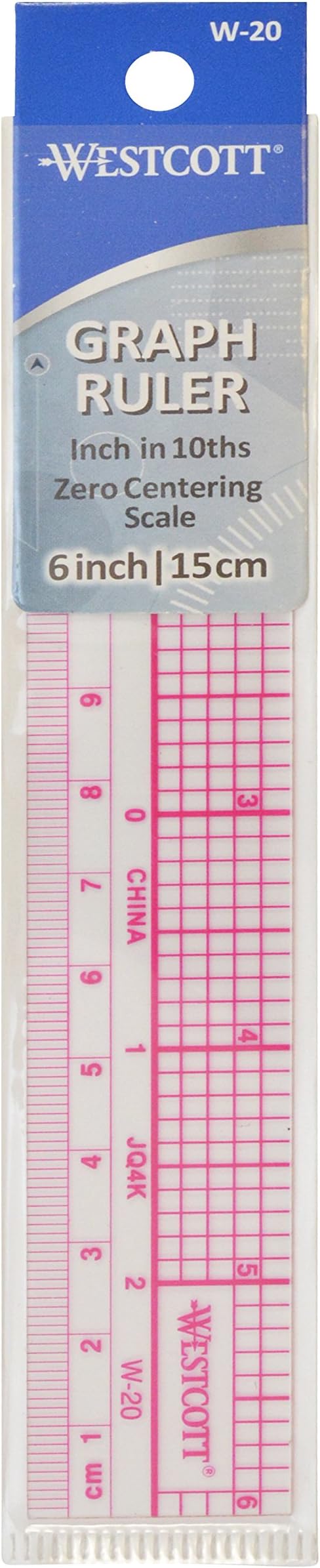 Westcott Transparent 10ths Graph Ruler, Dual Scales, Zero-Centering, Back-to-School, School Supplies, Classroom Supplies, 6-Inch