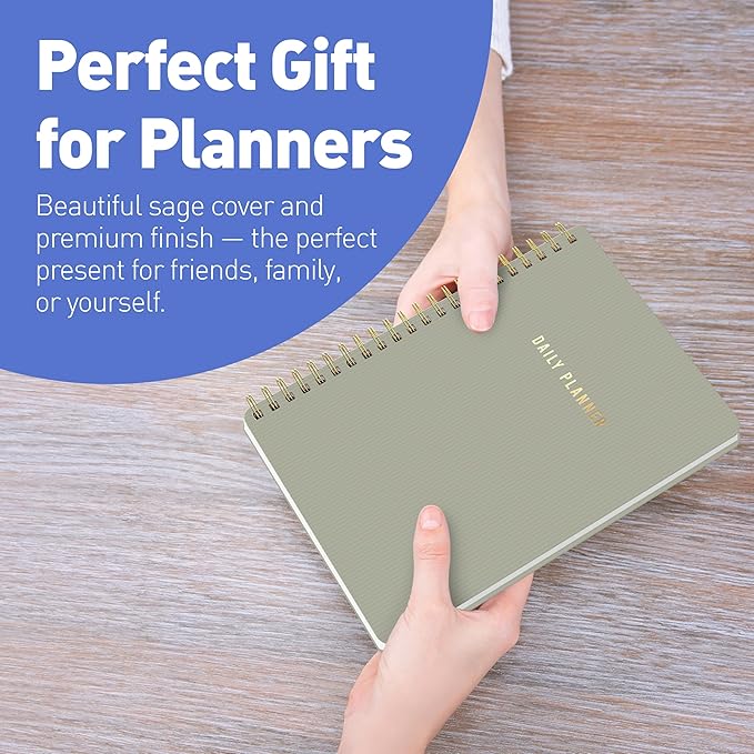 Sweetzer & Orange Daily Planner Notebook – Undated Two-Page Daily Layout with Hourly Schedule, To-Do List, Priorities, and Notes – 6.5" x 9.5" Spiral Bound Productivity Organizer – 160 Pages