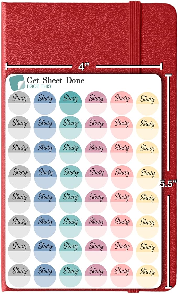 Student Planner Stickers / 48 Vinyl Decal (1/2”) - School College Academic Teacher Planner - Educational Stickers Planner/Essential Productivity Life Planner Stickers (Study, 1 Sheet)