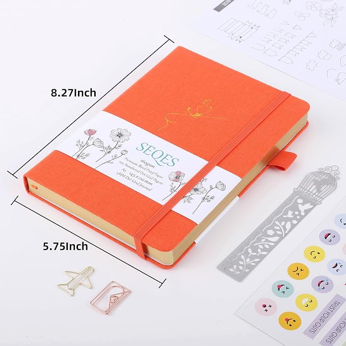 A5 Bullet Dotted Journal Notebook | 160gsm Thick Bleedproof Paper, Lay Flat Binding, 160 Numbered Pages | Hard Cover Dot Grid Notebook/Bullet Journals for Creatives & Professionals-BAR