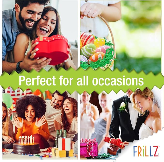 FRILLZ Crinkle Cut Paper Shred Filler for Baskets, Gifts, Packing and Protecting your Birthday, Weddings, Anniversary, Easter, and other gifts (1 pound, Spring)