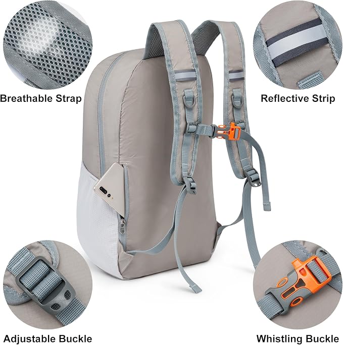 G4Free 24L Lightweight Packable Hiking Backpack Sport Travel Daypack Water Resistant for Women Men | Water Resistant Material, 11.4*7.9*18.5 in, Outdoor Sports, Travel, Hiking, Day trips, Cycling, Daily Use, Foldable Backpack