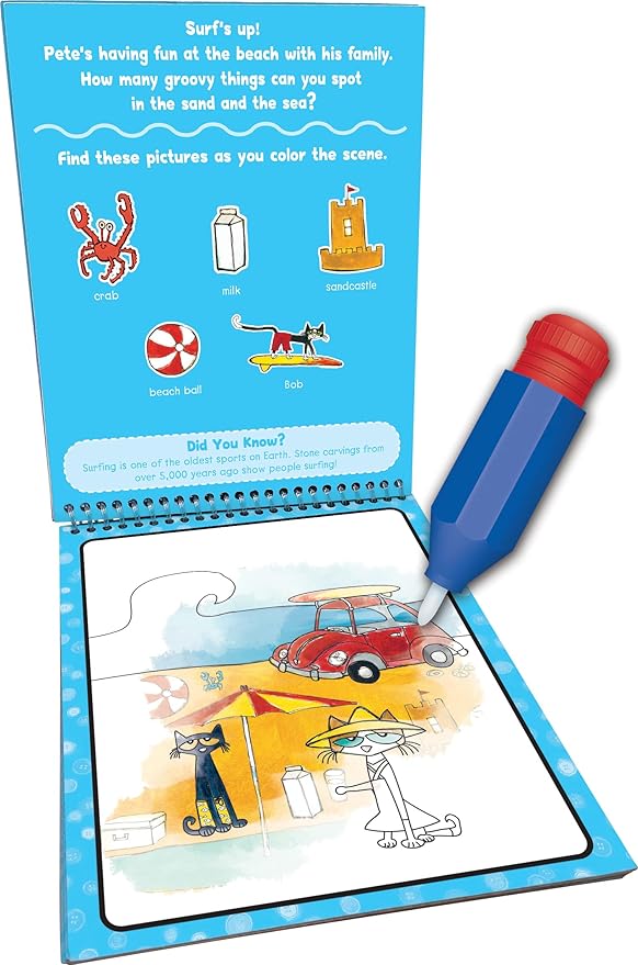 Teacher Created Resources Pete The Cat Reusable Sticker Pad and Water Reveal Activity Book Set for Kids